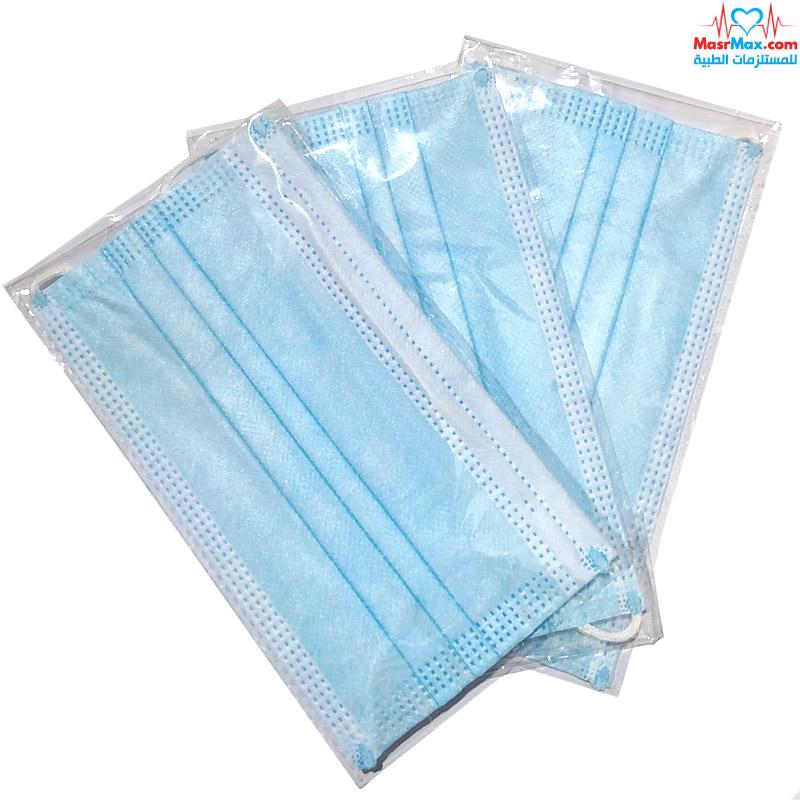 علبة كمامات مغلفة 3 طبقات - منها طبقة ميلت بلون - 50 كمامة