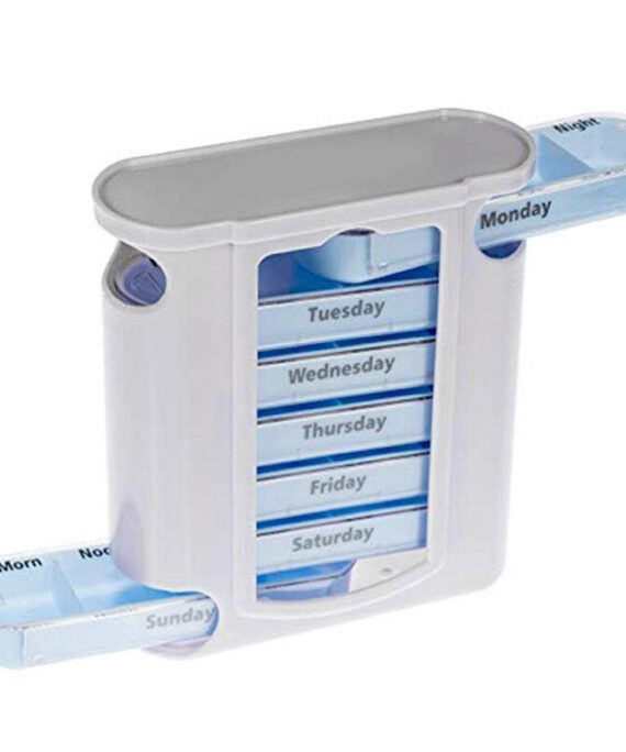 منظم أدوية أسبوعي أدراج كل يوم كامل فى درج خاص به ويمكن التنقل بين الأيام بسهولة ويسر قم بتنظيم أقراص الأدوية والفيتامينات الخاصة بك، وتخلص من التخمين عند تناولها! تشمل حافظة التنظيم سبعة أدراج قابلة للحمل، كل منها مُقسَّم لتنظيم أقراص الأدوية والفيتامينات حسب وقت تناولها في اليوم. لا تفوّت جرعة أبدًا، كل قرص موجود في مكانه طوال الأسبوع، ما عليك سوى سحب الدرج المُخصص لليوم بسهولة إلى الخارج وسيأخذ درج اليوم التالي مكانه تلقائيًا